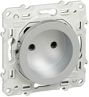 Розетка без заземления без рамки Schneider Electric Odace 1-м. шторки алюминий картинка